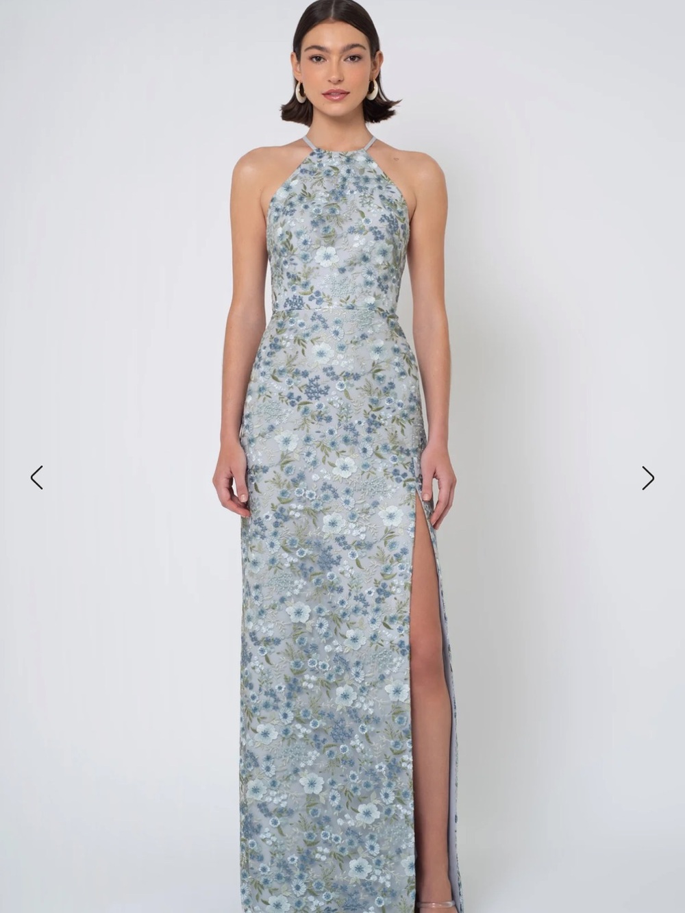 Jenny Yoo Rebecca Embroidered Floral Dress in Whisper Blue Ophelia Print